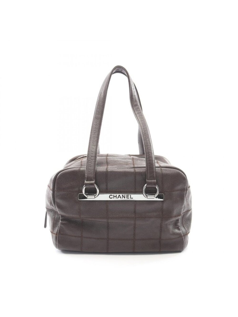 Chanel Tote Cho Edge Coat Dark Brown Caviar Leather Cho Boston Bag